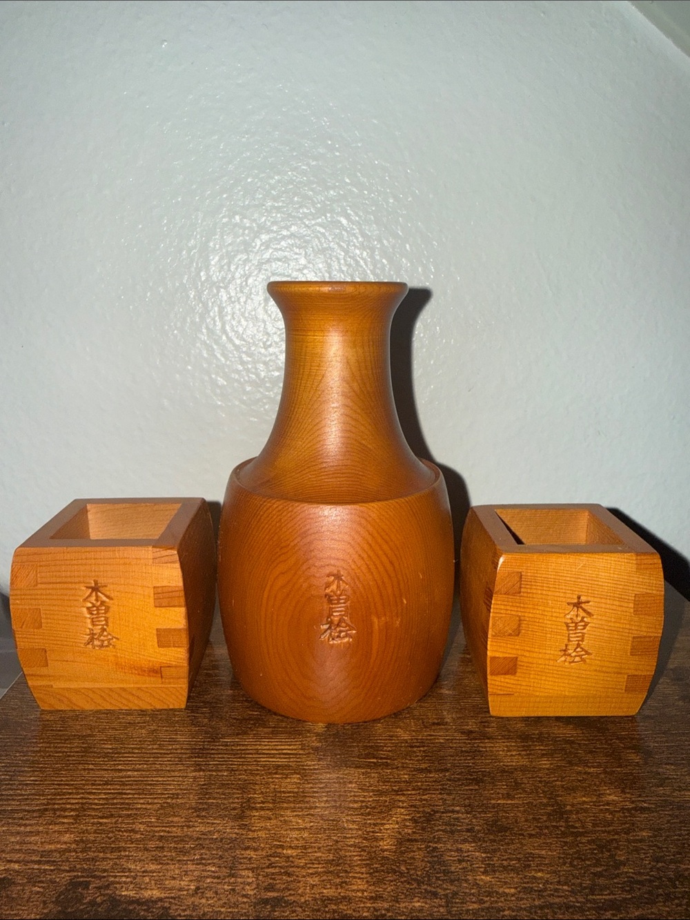 Vintage Kiso Hinoki Cypress Sake Set